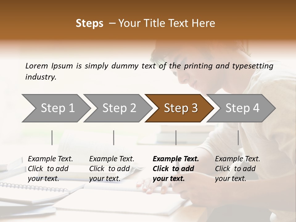 A Man Sitting At A Desk Writing On A Piece Of Paper PowerPoint Template