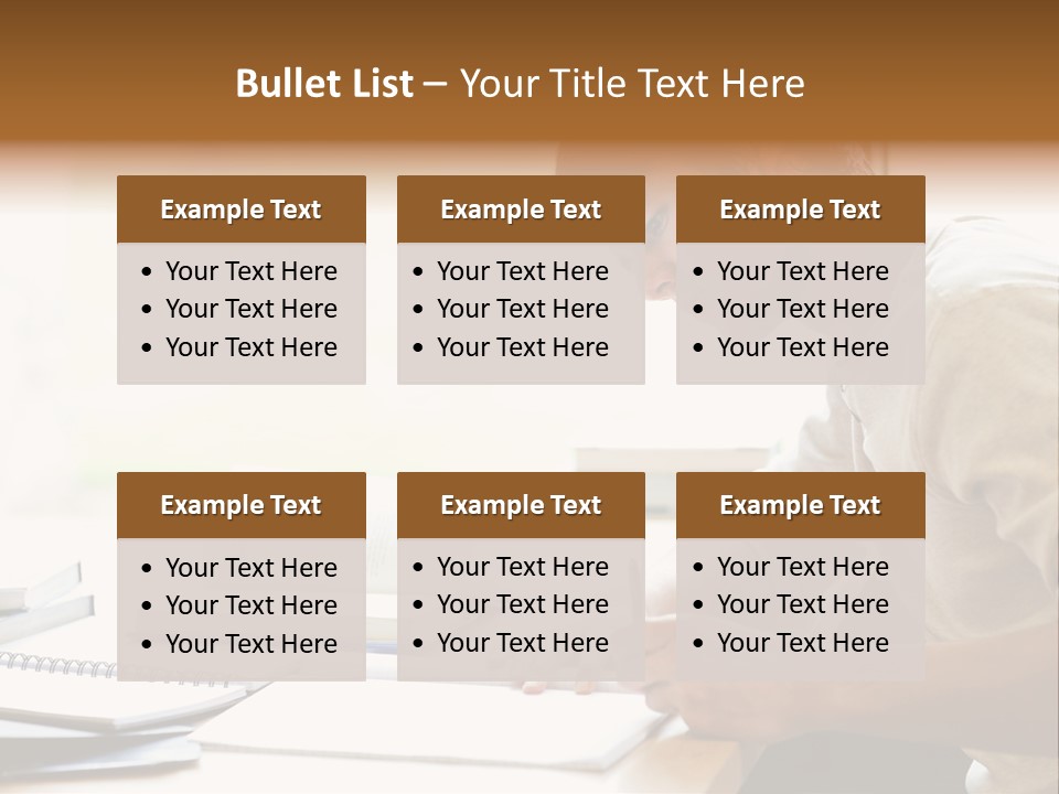 A Man Sitting At A Desk Writing On A Piece Of Paper PowerPoint Template
