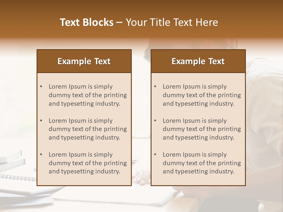 A Man Sitting At A Desk Writing On A Piece Of Paper PowerPoint Template