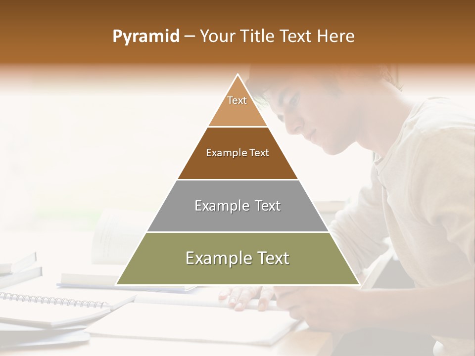 A Man Sitting At A Desk Writing On A Piece Of Paper PowerPoint Template