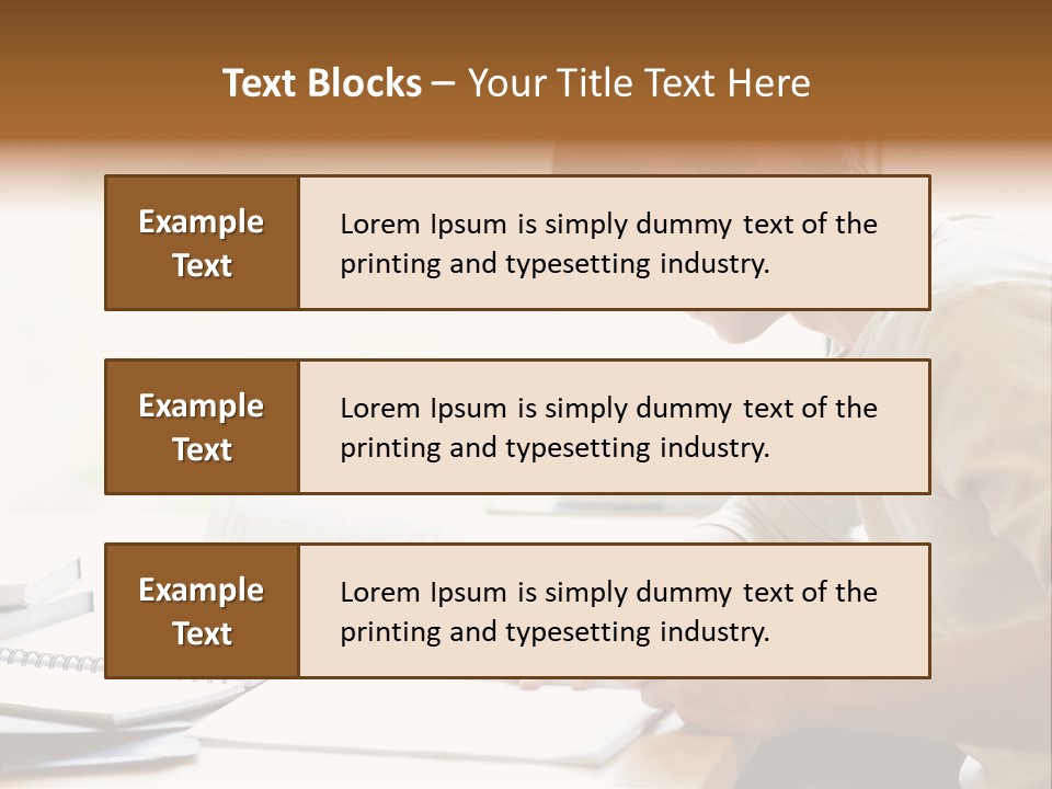 A Man Sitting At A Desk Writing On A Piece Of Paper PowerPoint Template