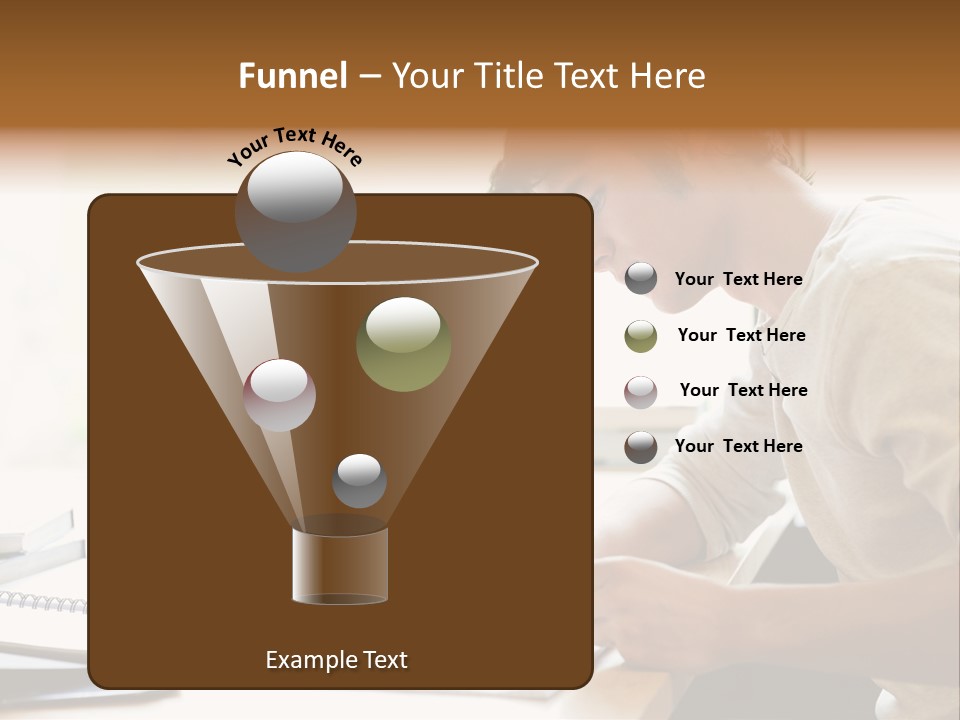 A Man Sitting At A Desk Writing On A Piece Of Paper PowerPoint Template