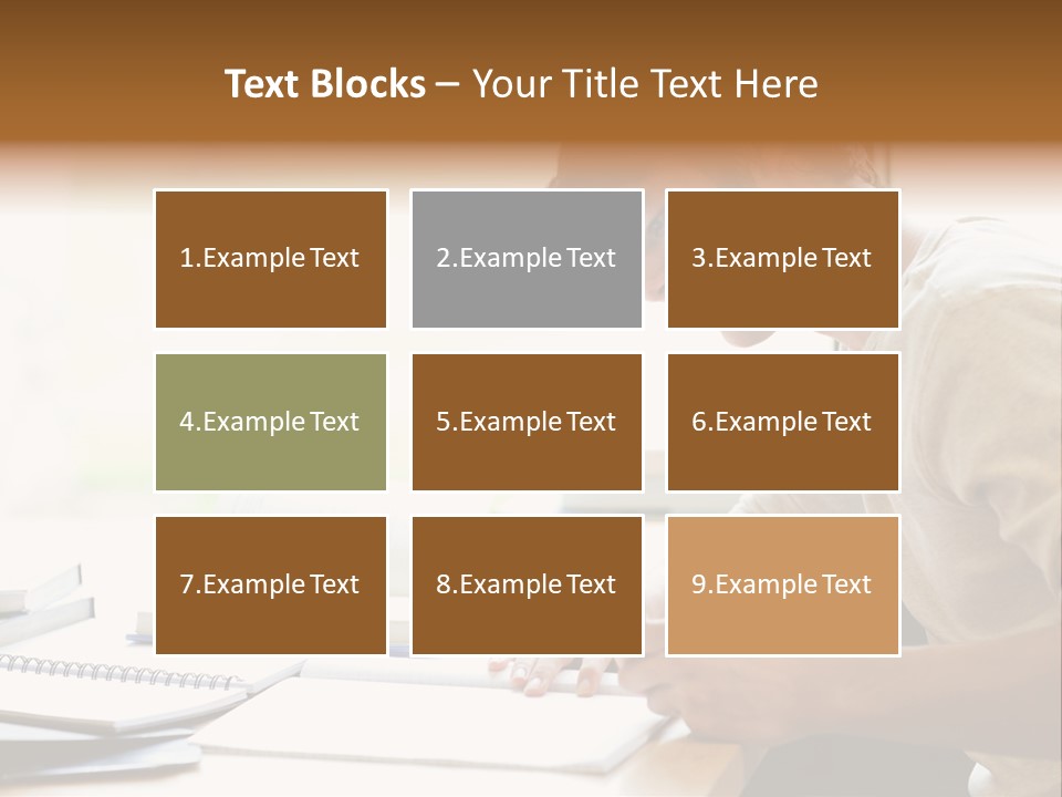 A Man Sitting At A Desk Writing On A Piece Of Paper PowerPoint Template