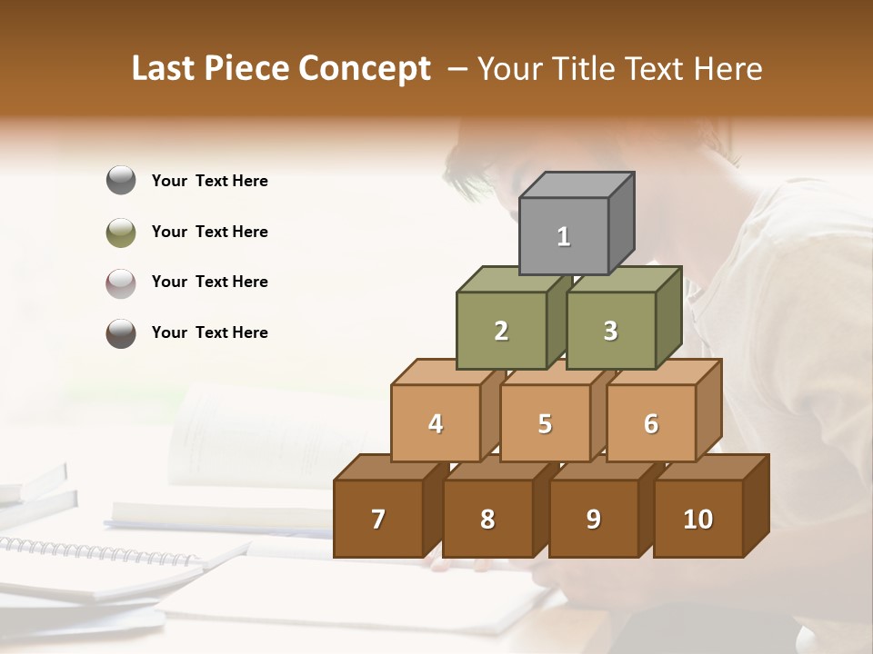 A Man Sitting At A Desk Writing On A Piece Of Paper PowerPoint Template