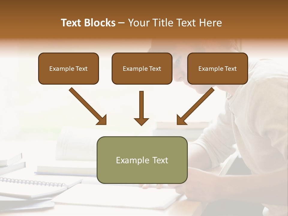 A Man Sitting At A Desk Writing On A Piece Of Paper PowerPoint Template