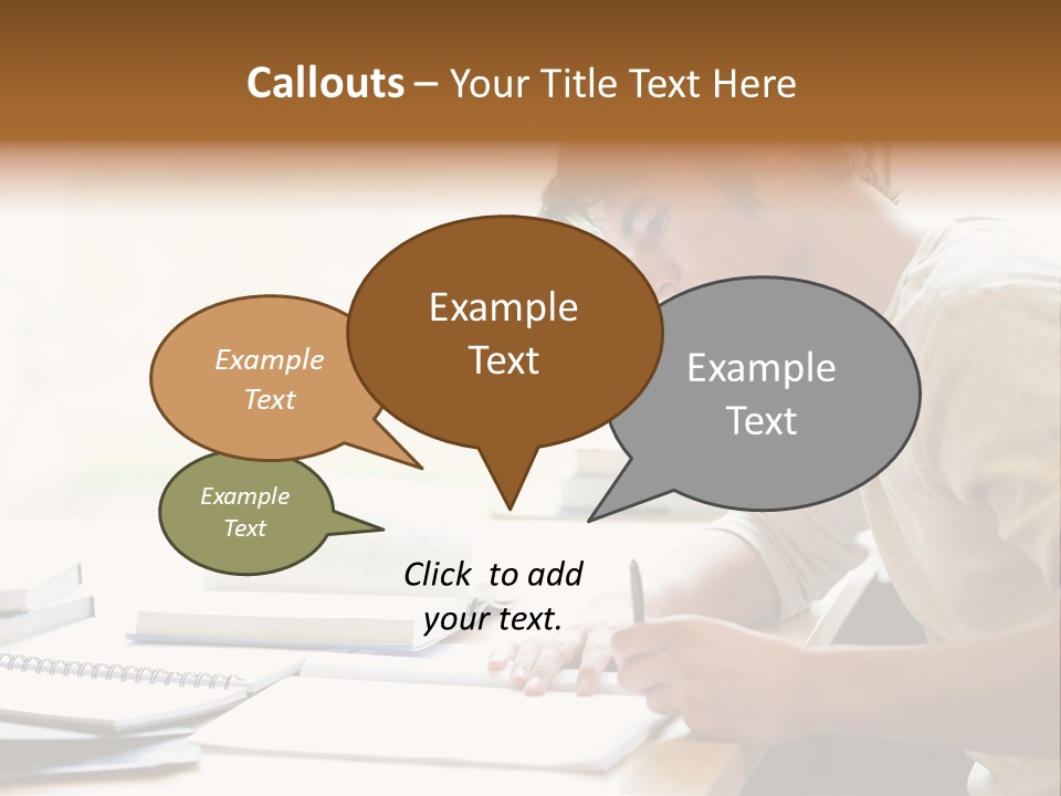A Man Sitting At A Desk Writing On A Piece Of Paper PowerPoint Template