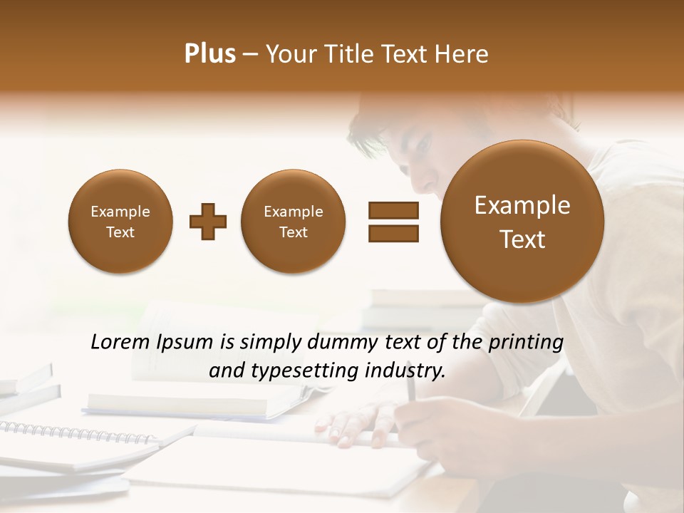 A Man Sitting At A Desk Writing On A Piece Of Paper PowerPoint Template