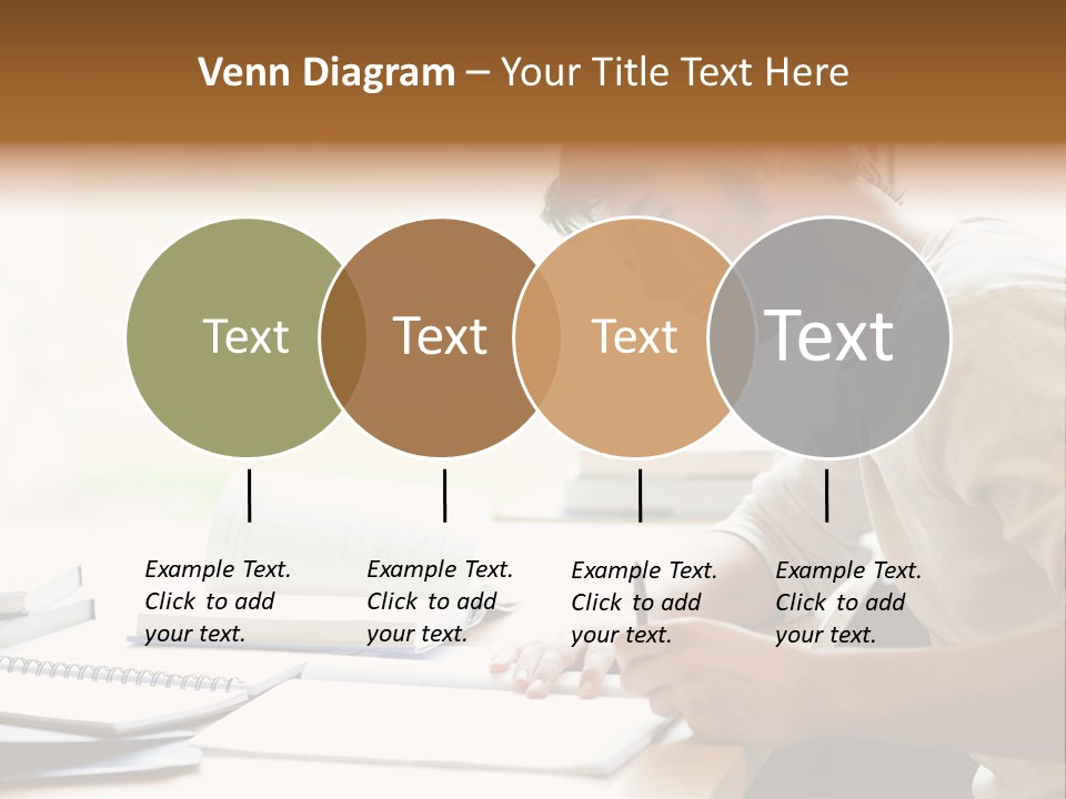 A Man Sitting At A Desk Writing On A Piece Of Paper PowerPoint Template