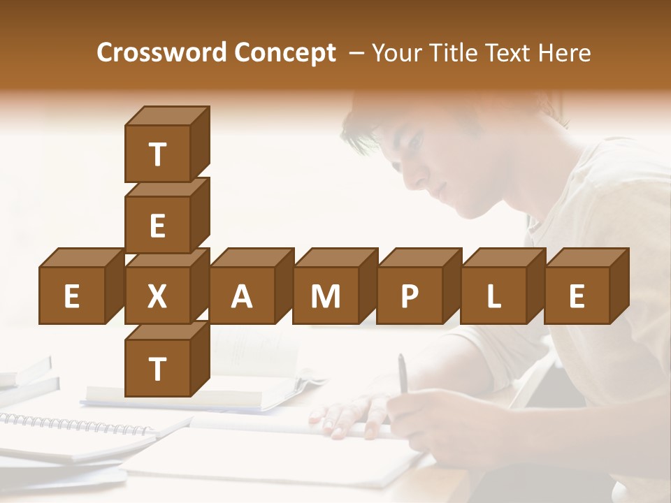 A Man Sitting At A Desk Writing On A Piece Of Paper PowerPoint Template