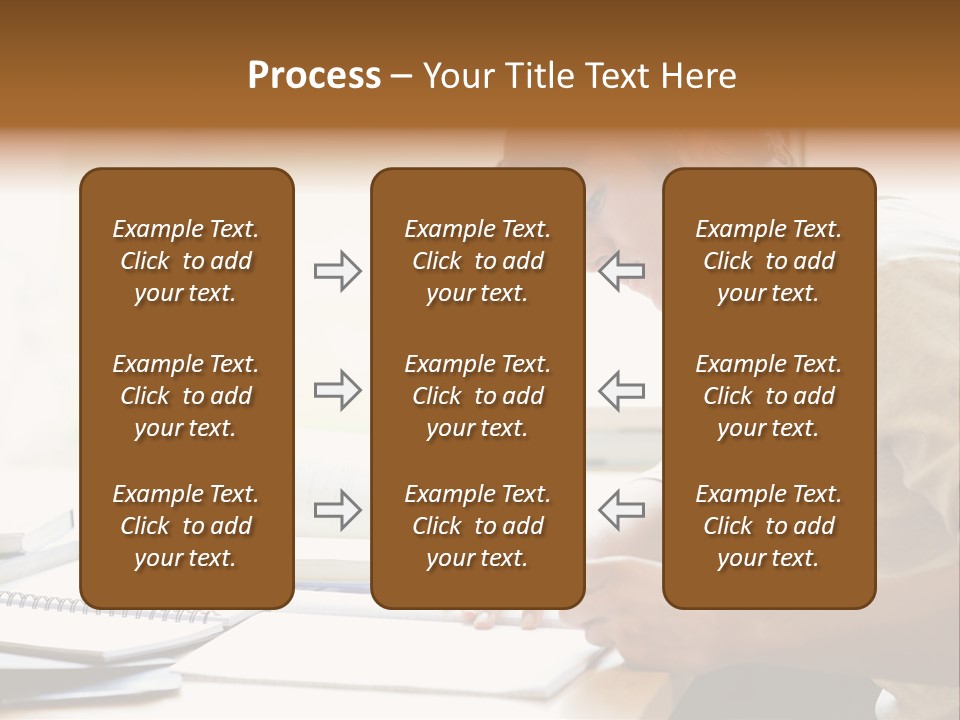A Man Sitting At A Desk Writing On A Piece Of Paper PowerPoint Template