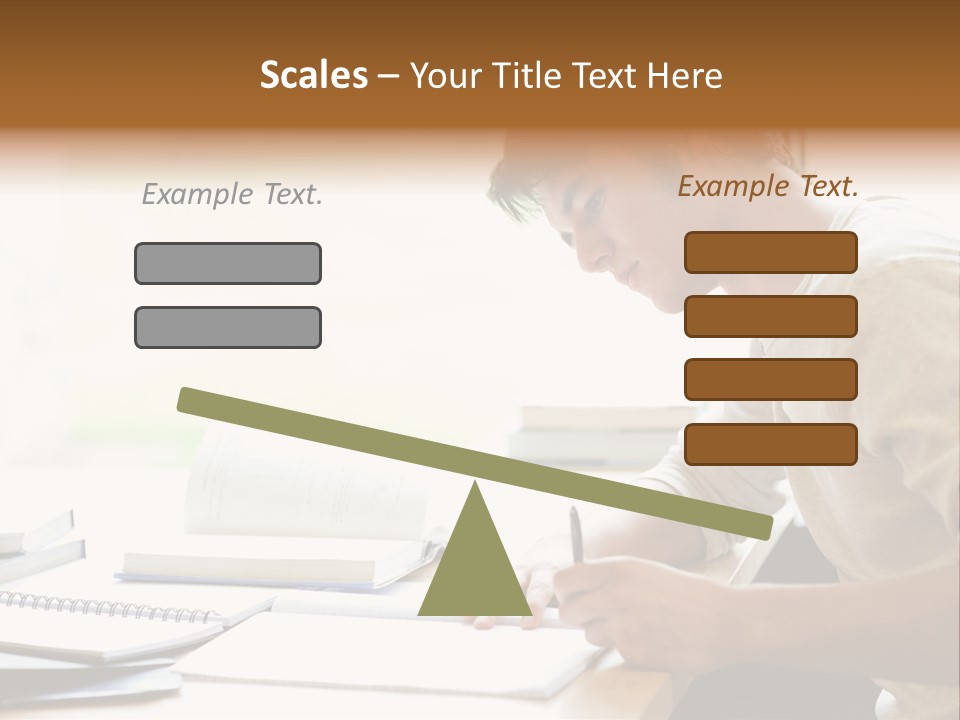 A Man Sitting At A Desk Writing On A Piece Of Paper PowerPoint Template