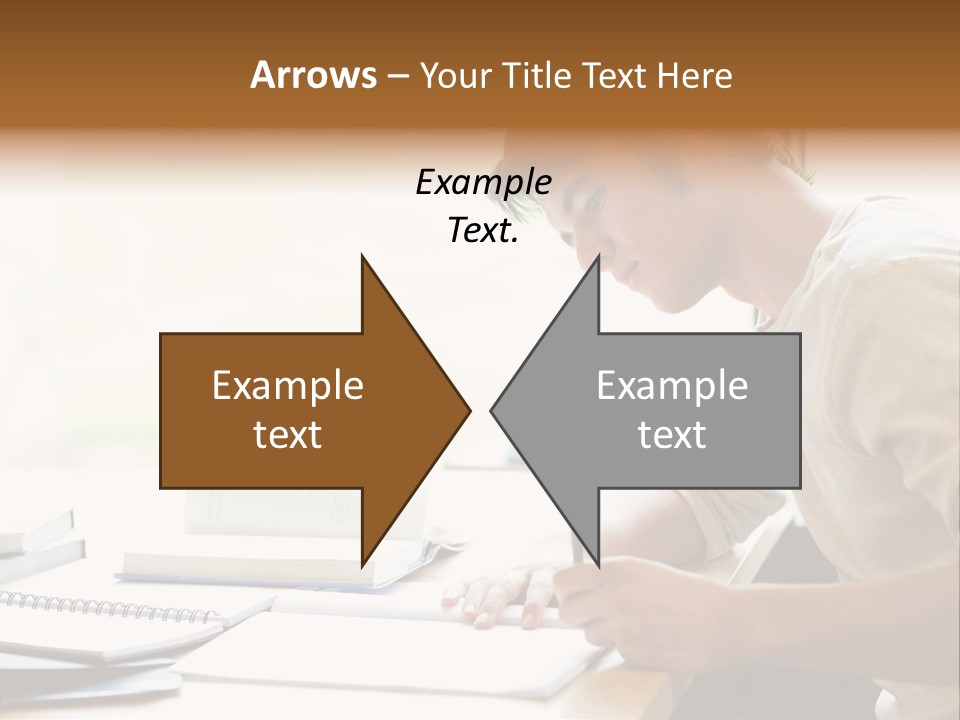 A Man Sitting At A Desk Writing On A Piece Of Paper PowerPoint Template