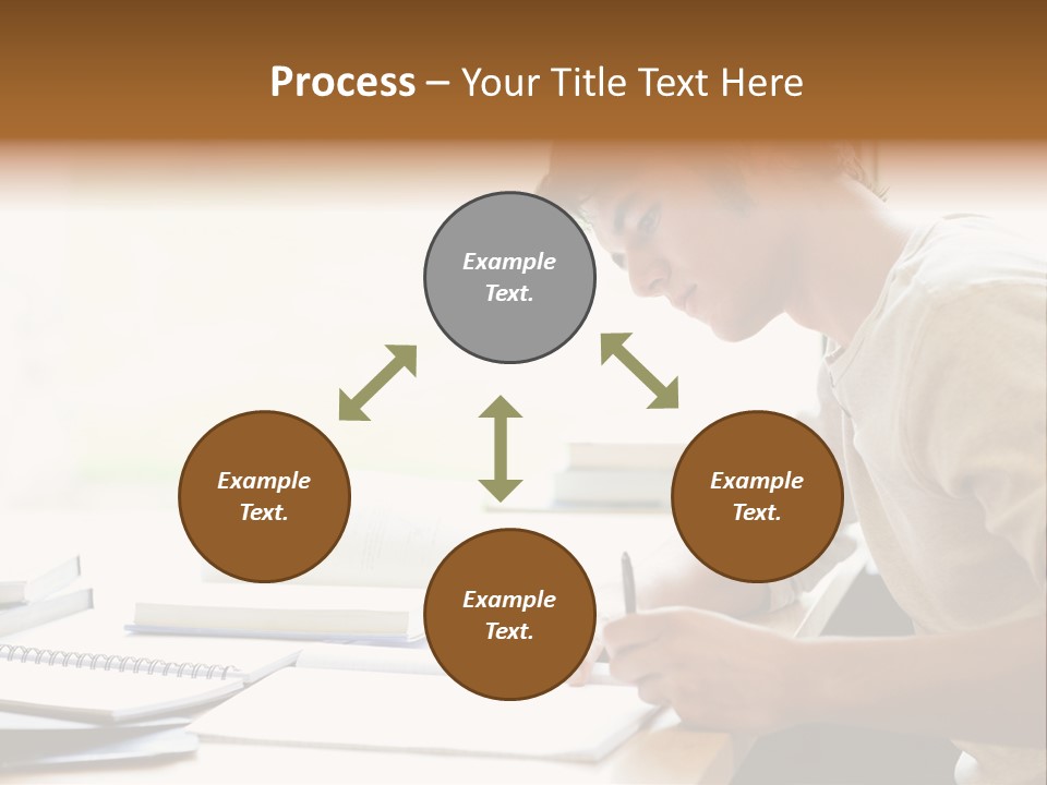 A Man Sitting At A Desk Writing On A Piece Of Paper PowerPoint Template
