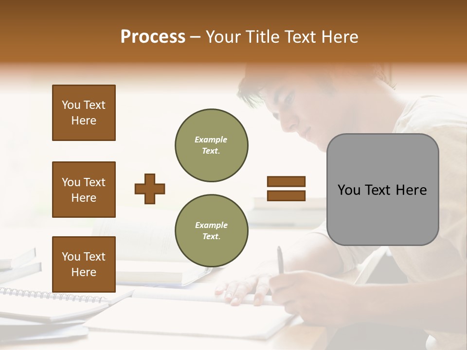 A Man Sitting At A Desk Writing On A Piece Of Paper PowerPoint Template