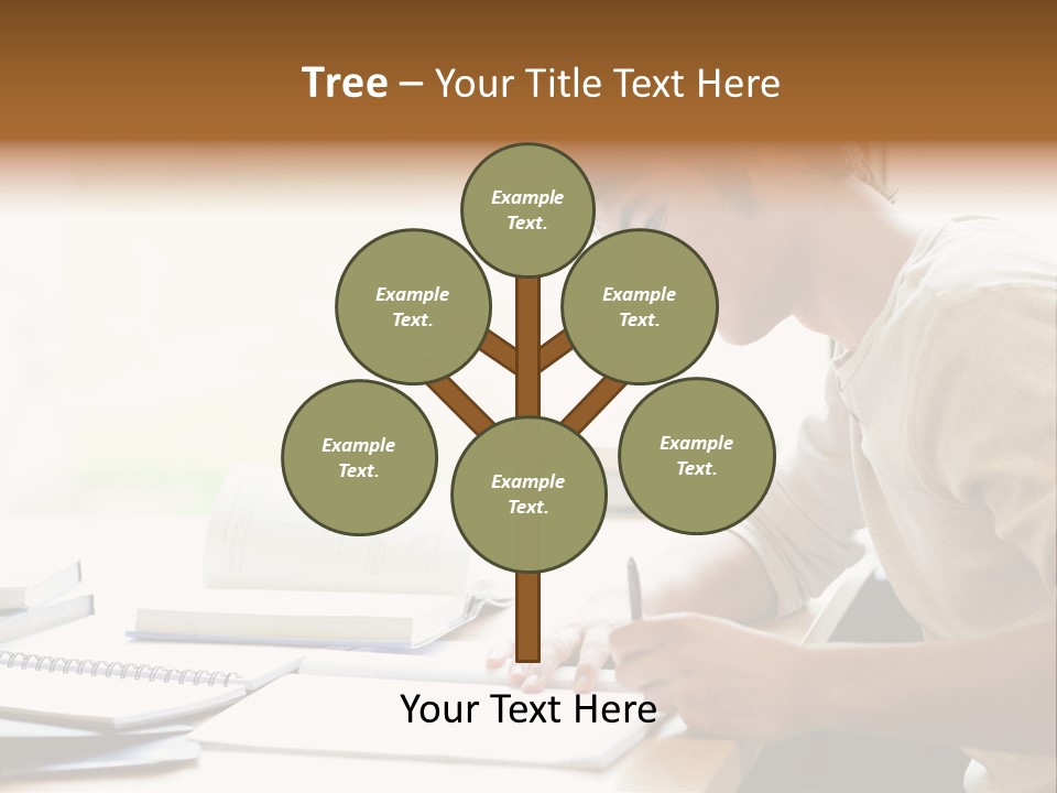 A Man Sitting At A Desk Writing On A Piece Of Paper PowerPoint Template