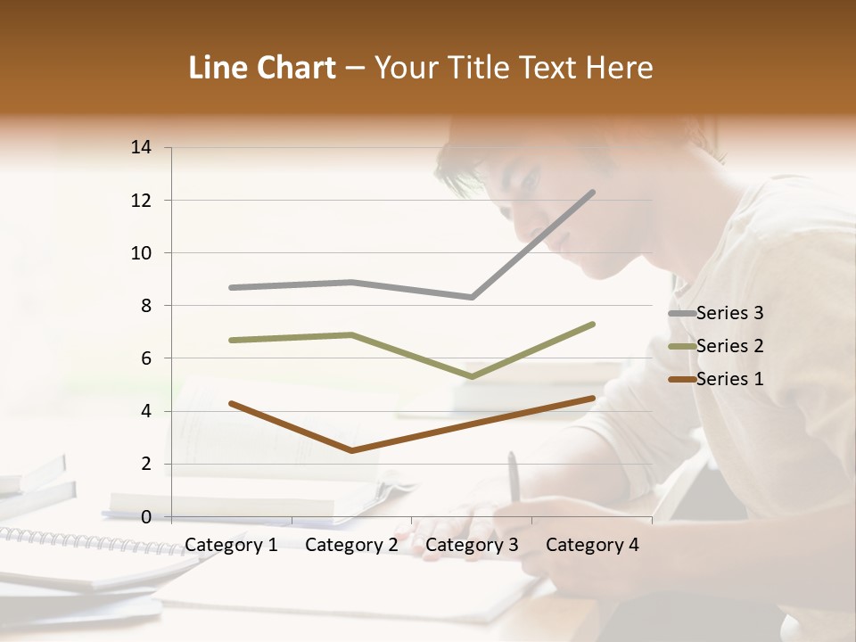 A Man Sitting At A Desk Writing On A Piece Of Paper PowerPoint Template