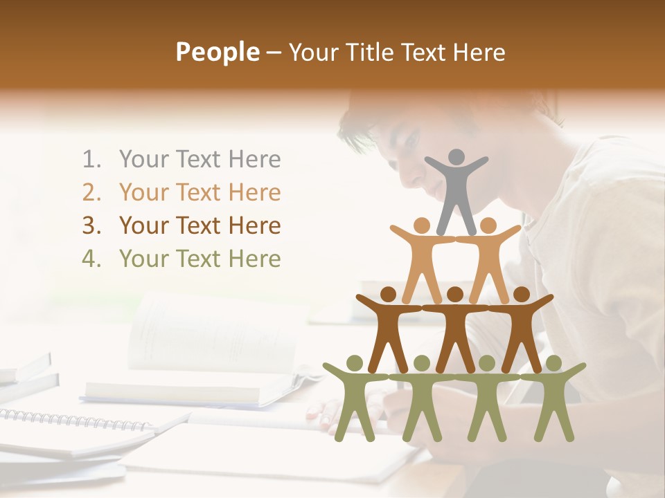 A Man Sitting At A Desk Writing On A Piece Of Paper PowerPoint Template