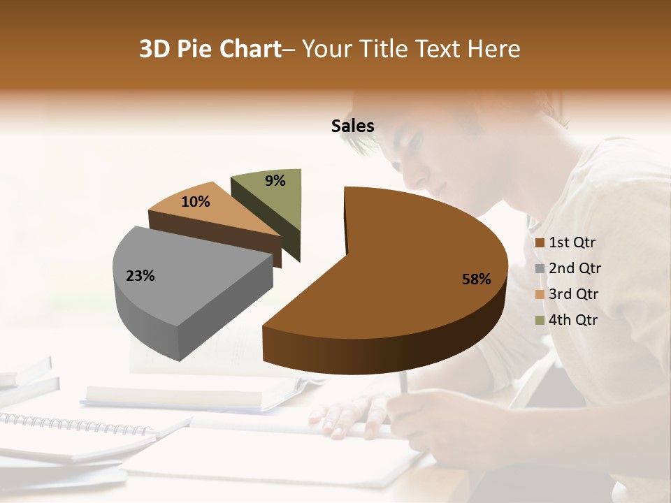 A Man Sitting At A Desk Writing On A Piece Of Paper PowerPoint Template