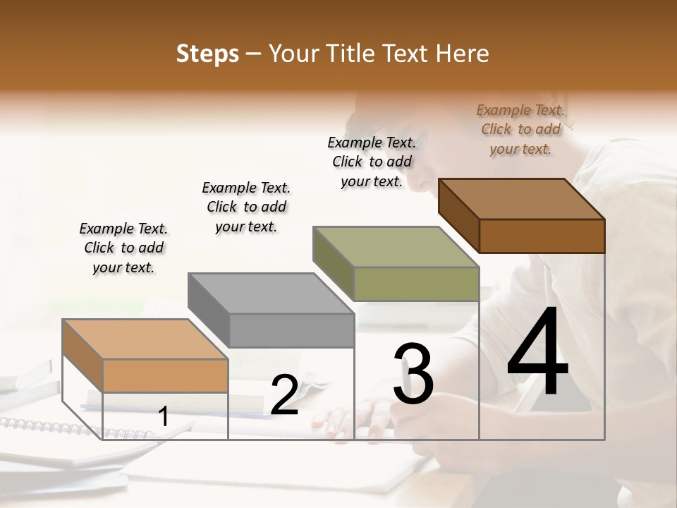 A Man Sitting At A Desk Writing On A Piece Of Paper PowerPoint Template