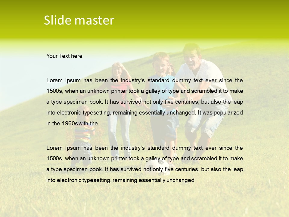 A Family Playing With A Soccer Ball In A Field PowerPoint Template