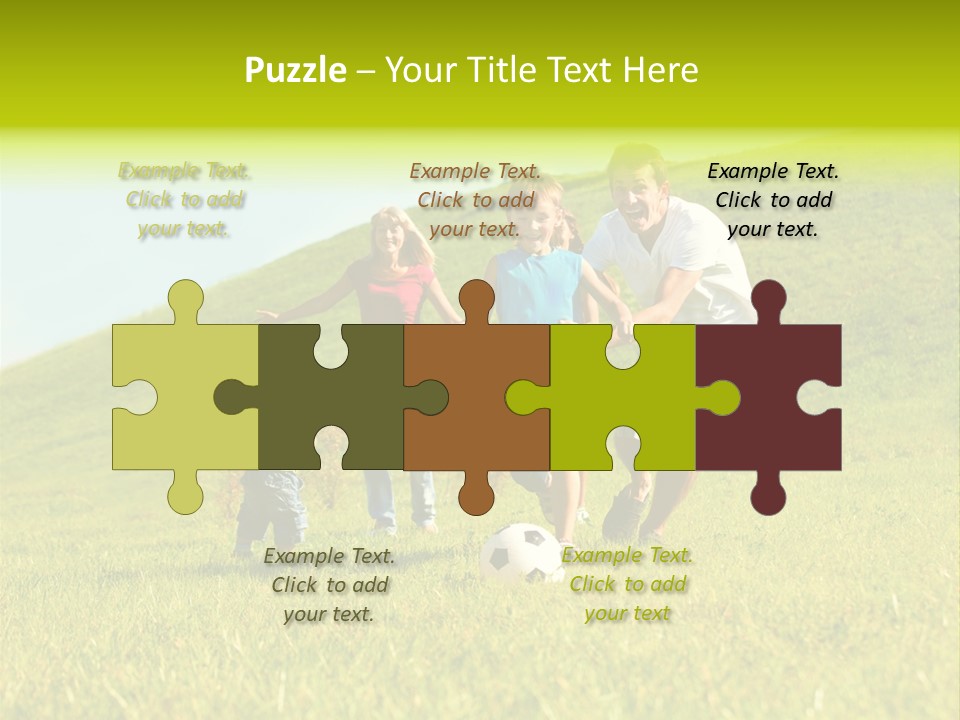 A Family Playing With A Soccer Ball In A Field PowerPoint Template