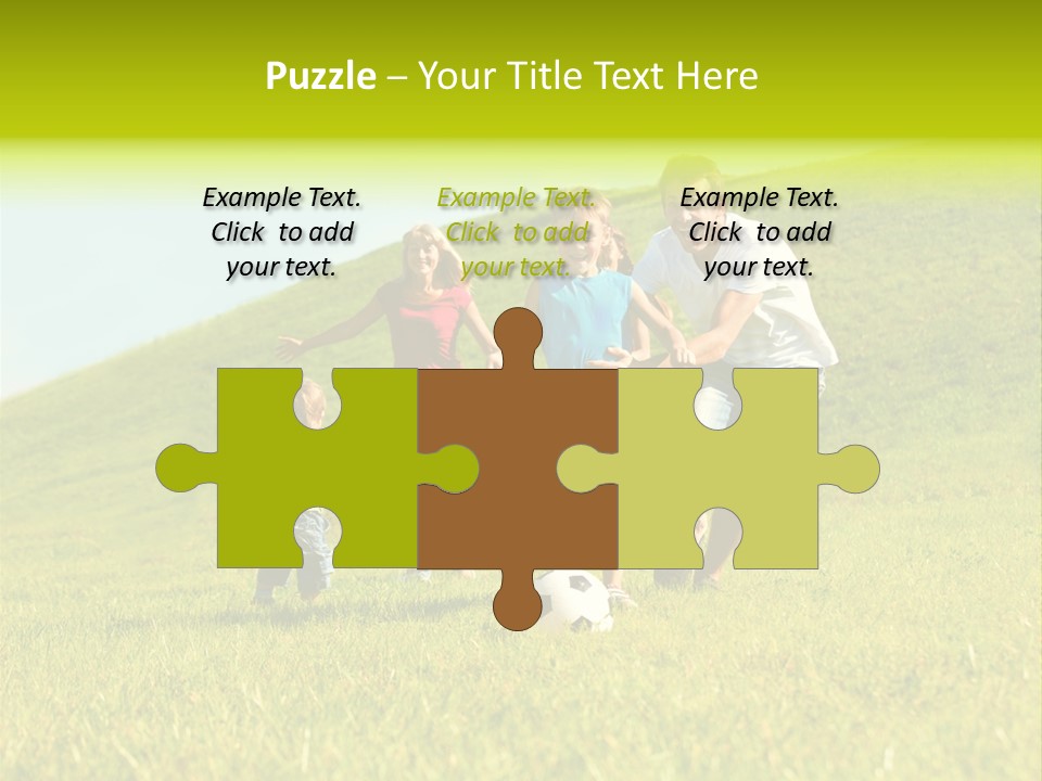 A Family Playing With A Soccer Ball In A Field PowerPoint Template