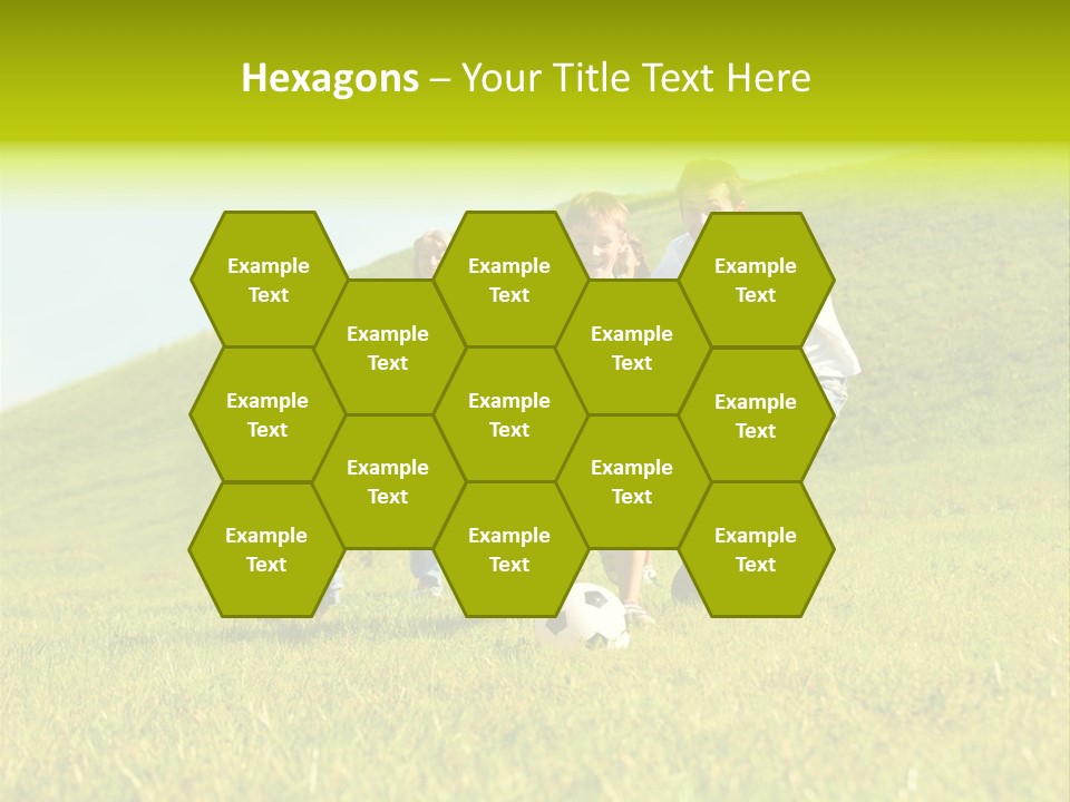 A Family Playing With A Soccer Ball In A Field PowerPoint Template