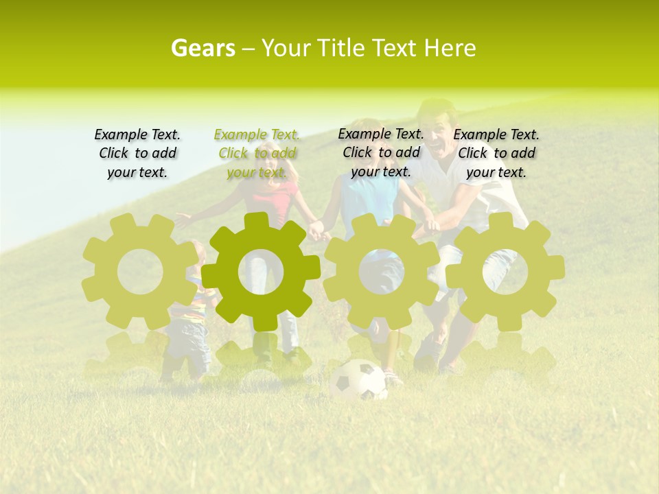 A Family Playing With A Soccer Ball In A Field PowerPoint Template