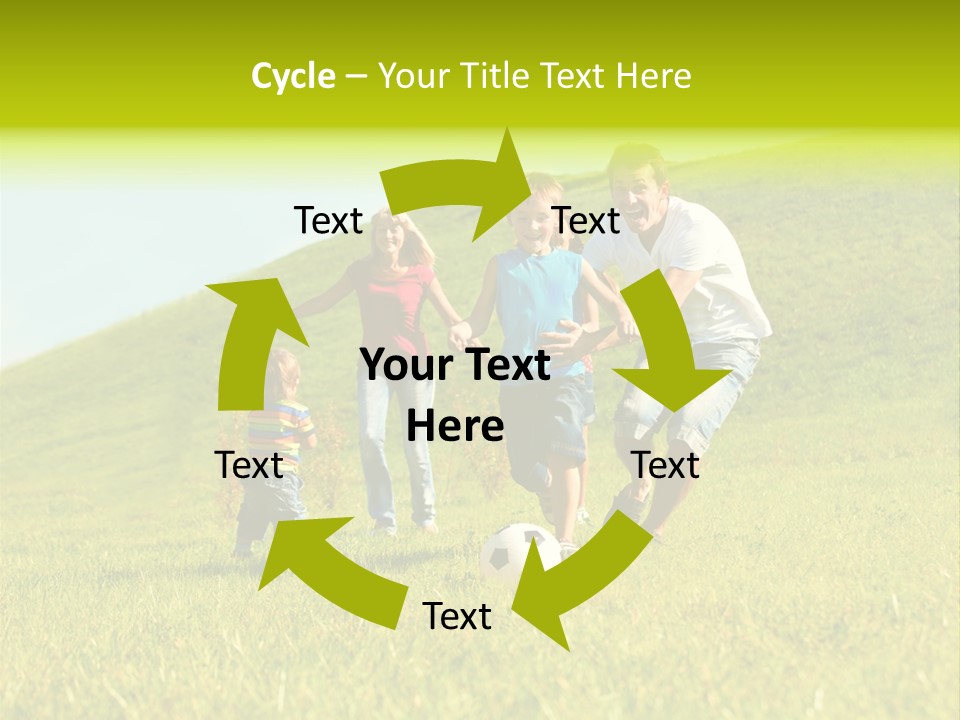 A Family Playing With A Soccer Ball In A Field PowerPoint Template