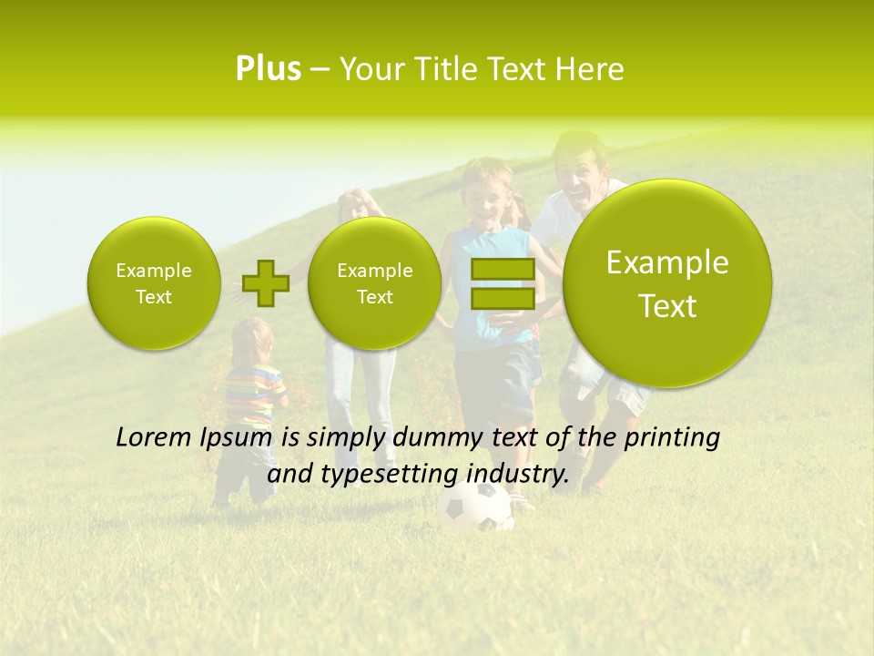 A Family Playing With A Soccer Ball In A Field PowerPoint Template