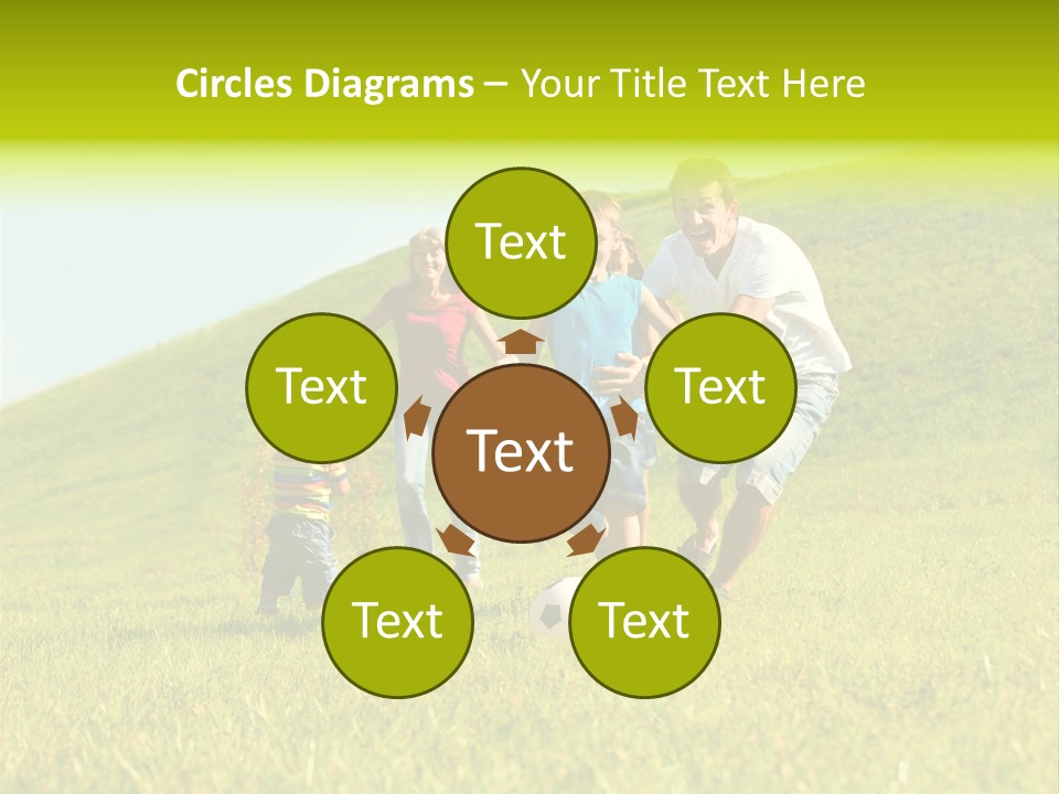 A Family Playing With A Soccer Ball In A Field PowerPoint Template