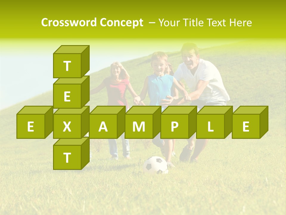A Family Playing With A Soccer Ball In A Field PowerPoint Template