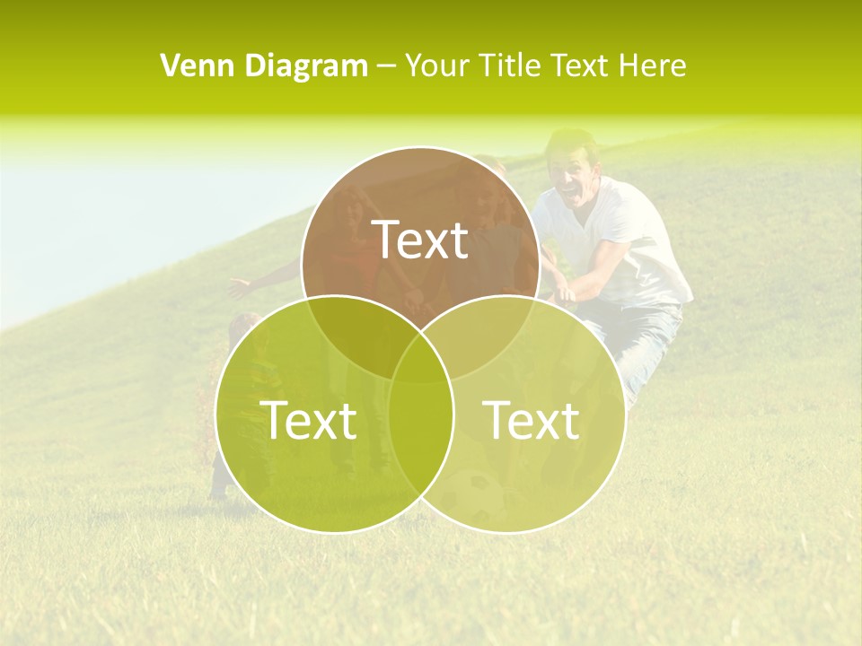 A Family Playing With A Soccer Ball In A Field PowerPoint Template