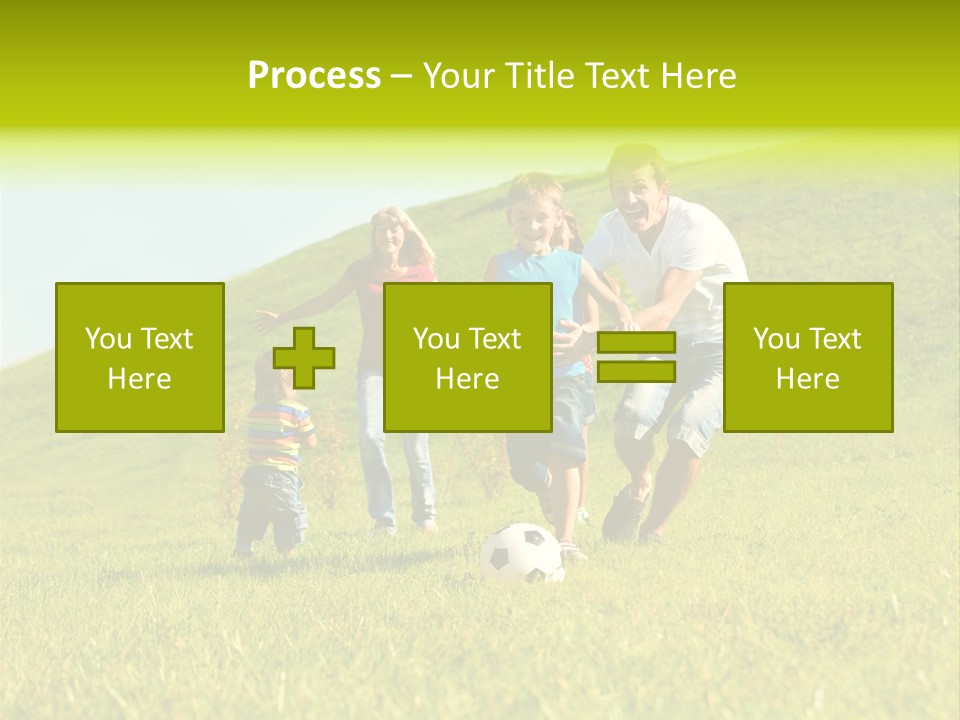 A Family Playing With A Soccer Ball In A Field PowerPoint Template