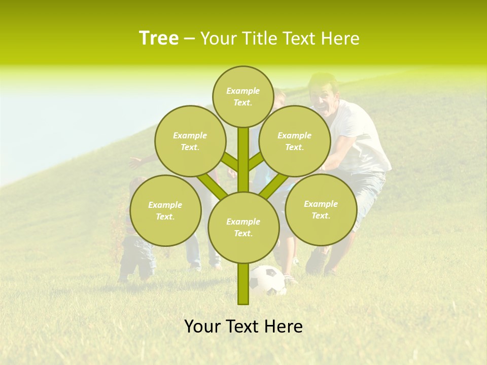 A Family Playing With A Soccer Ball In A Field PowerPoint Template