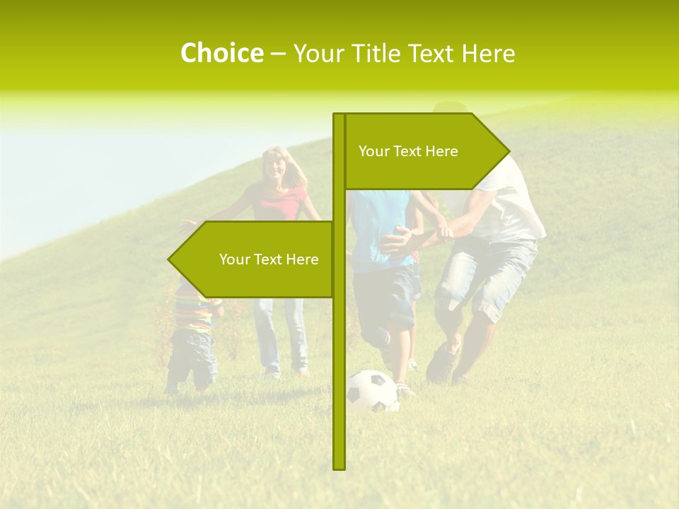 A Family Playing With A Soccer Ball In A Field PowerPoint Template