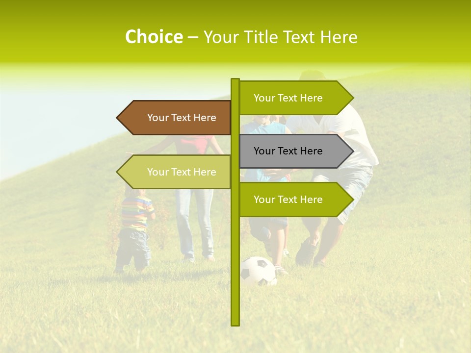 A Family Playing With A Soccer Ball In A Field PowerPoint Template