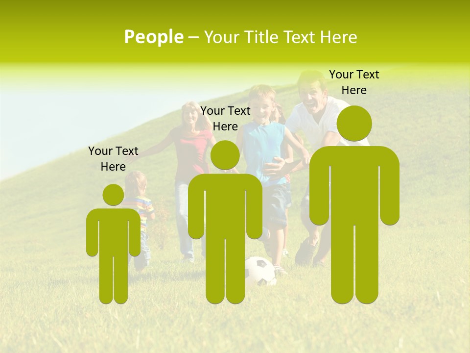 A Family Playing With A Soccer Ball In A Field PowerPoint Template