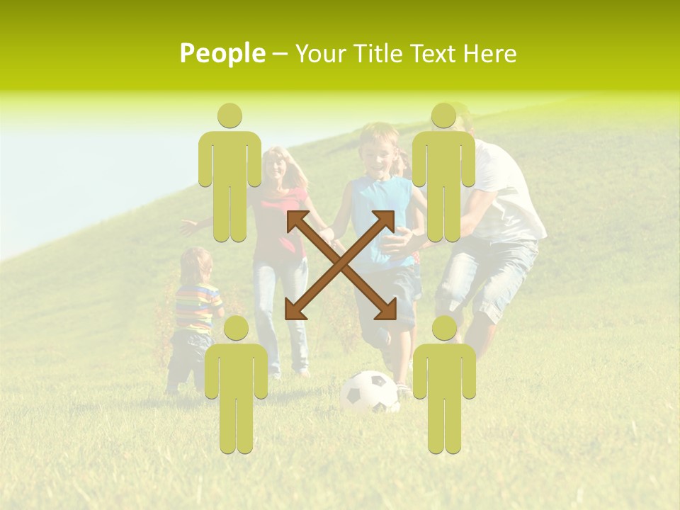 A Family Playing With A Soccer Ball In A Field PowerPoint Template