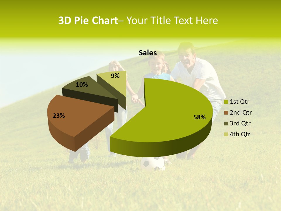 A Family Playing With A Soccer Ball In A Field PowerPoint Template