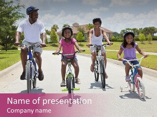 Parents Fitness Bicycle PowerPoint Template