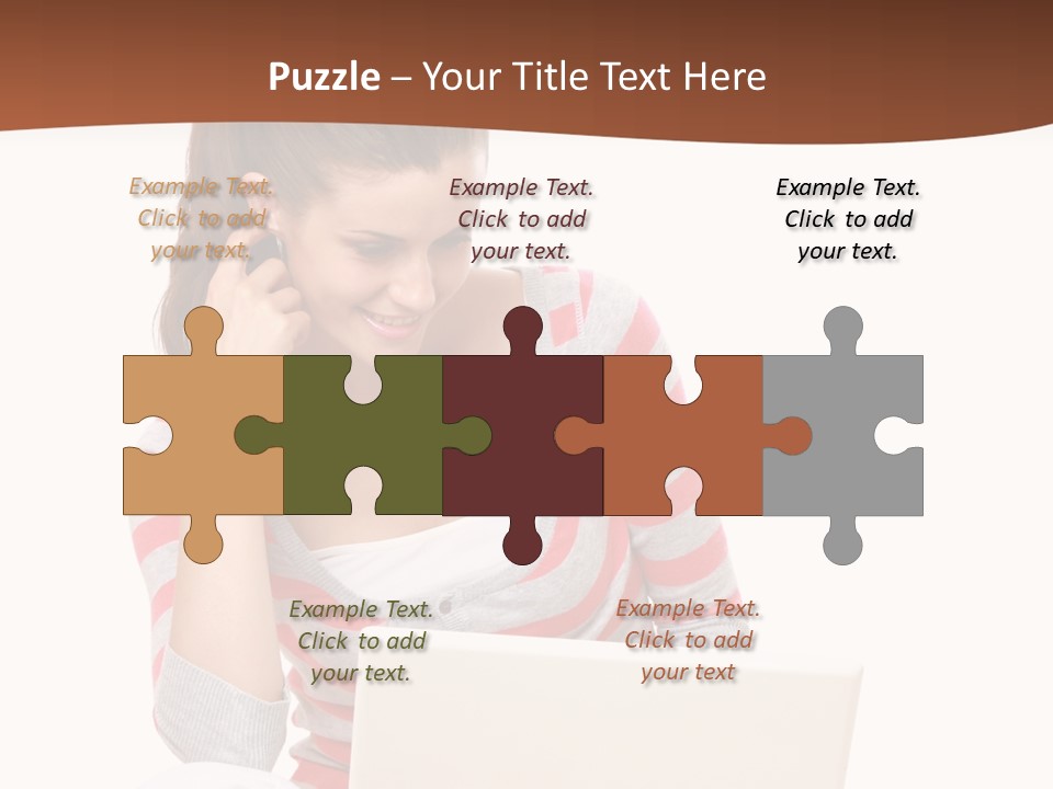 A Woman Sitting On The Floor Using A Laptop Computer PowerPoint Template