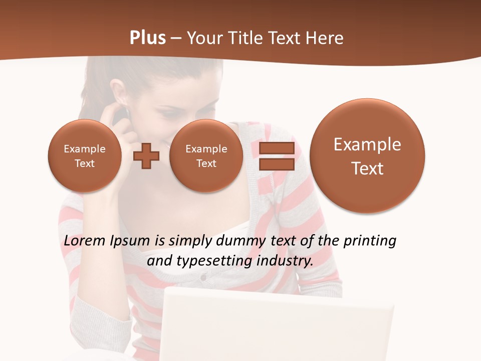 A Woman Sitting On The Floor Using A Laptop Computer PowerPoint Template