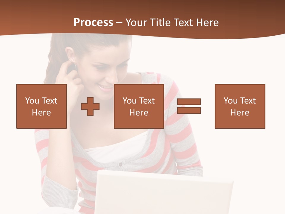 A Woman Sitting On The Floor Using A Laptop Computer PowerPoint Template