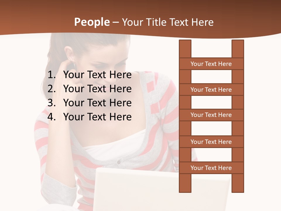 A Woman Sitting On The Floor Using A Laptop Computer PowerPoint Template