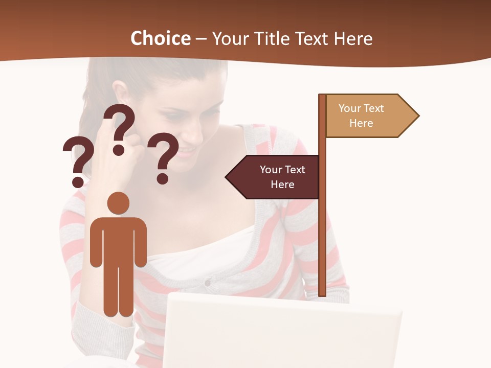 A Woman Sitting On The Floor Using A Laptop Computer PowerPoint Template