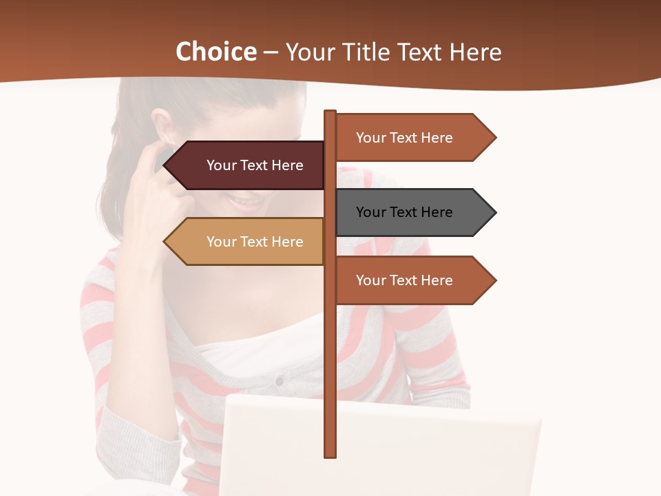 A Woman Sitting On The Floor Using A Laptop Computer PowerPoint Template