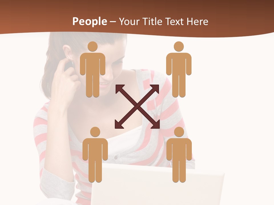 A Woman Sitting On The Floor Using A Laptop Computer PowerPoint Template