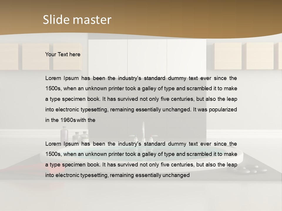 A Bath Tub With A Red Towel On Top Of It PowerPoint Template