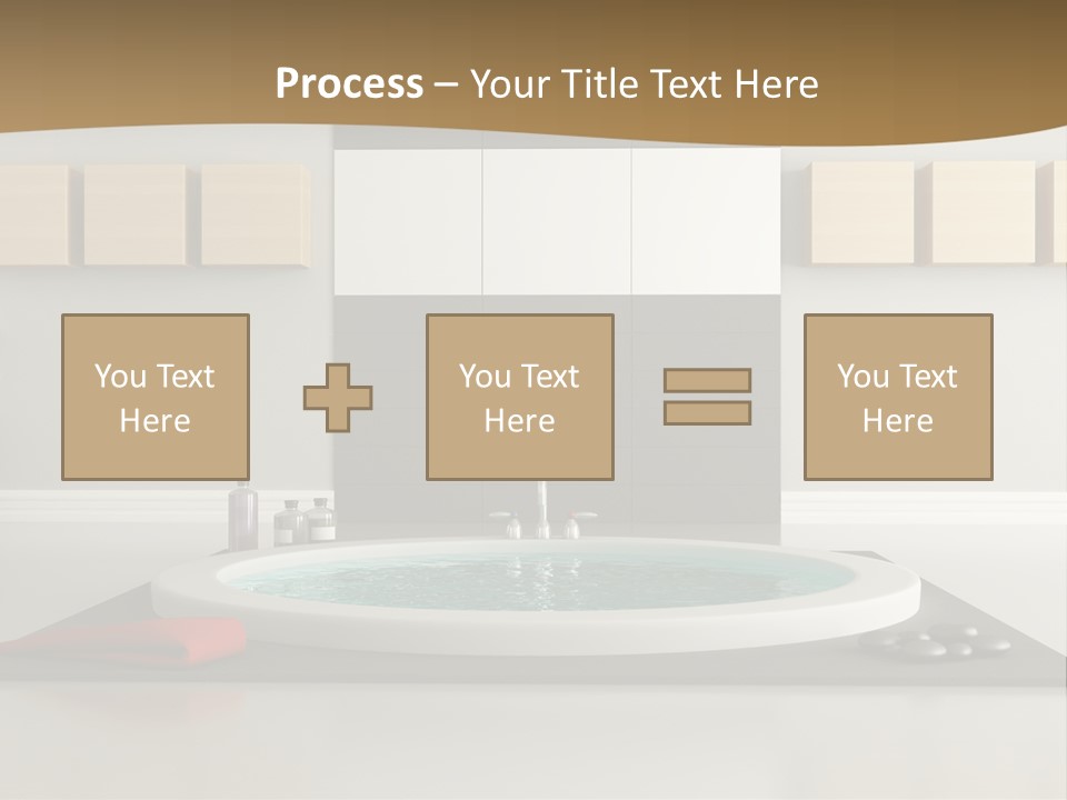 A Bath Tub With A Red Towel On Top Of It PowerPoint Template